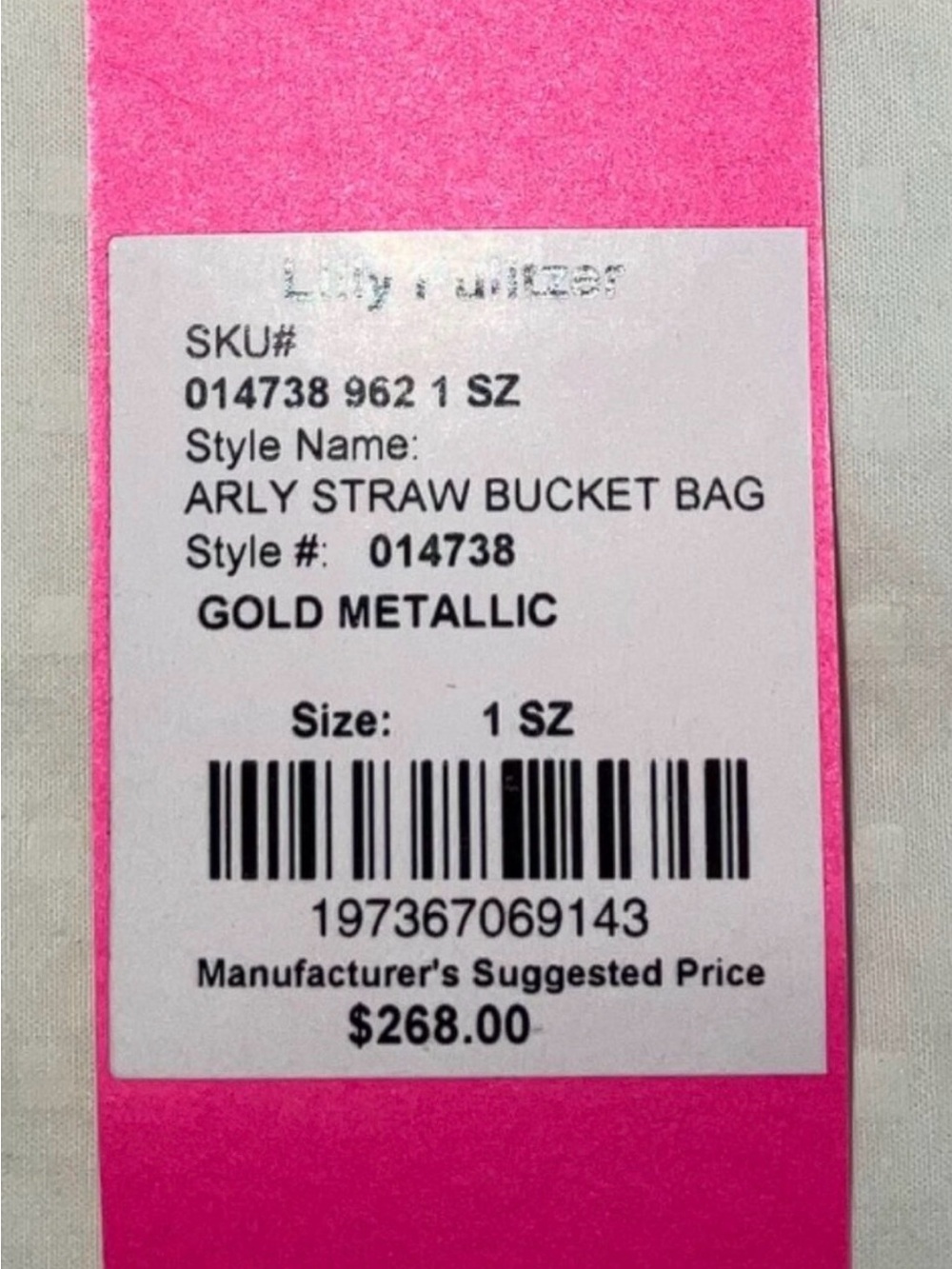Lilly Pulitzer Straw & Tan Drawstring Bucket Bag - Picture 6 of 6